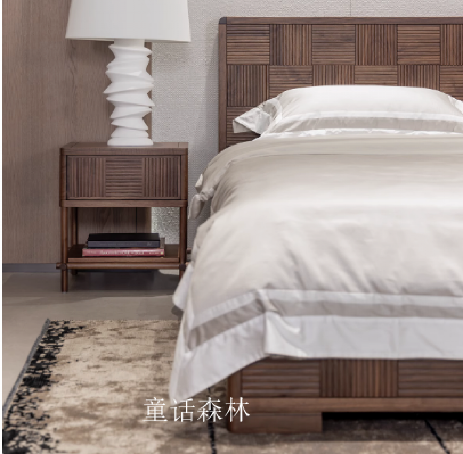 童话森林客卧家具产品《黑胡桃木中古风大版床》【图0】