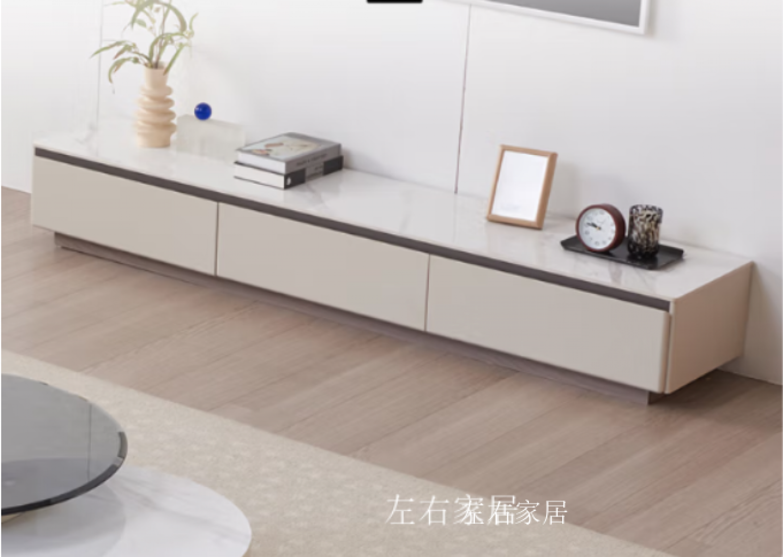 左右家居客卧家具产品《现代岩板圆茶几地柜》【图1】