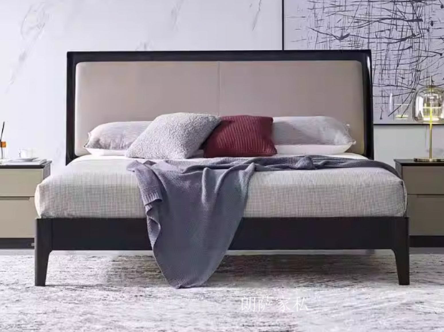 朗萨家私客卧家具产品《高脚皮质床架》【图0】