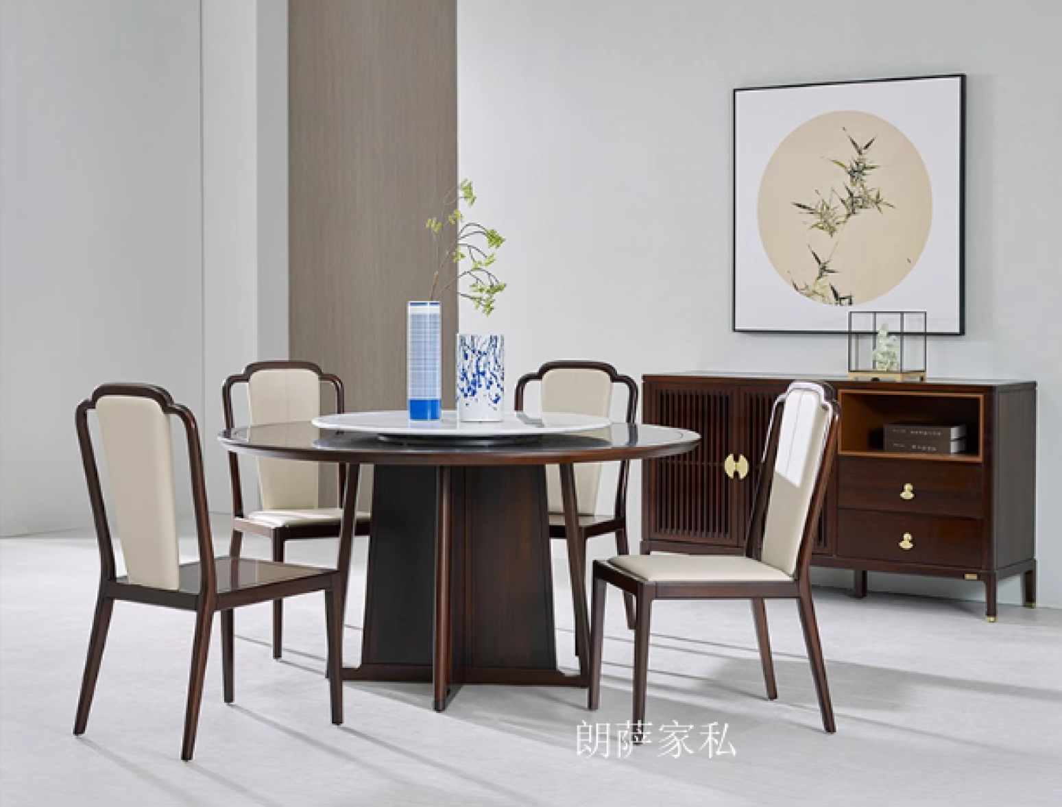 朗萨家私客卧家具产品《实木带转盘圆餐桌》【图0】