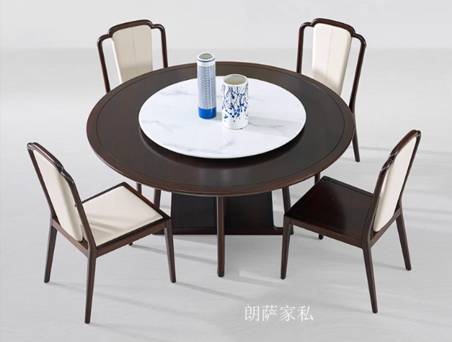 朗萨家私客卧家具产品《实木带转盘圆餐桌》【图1】