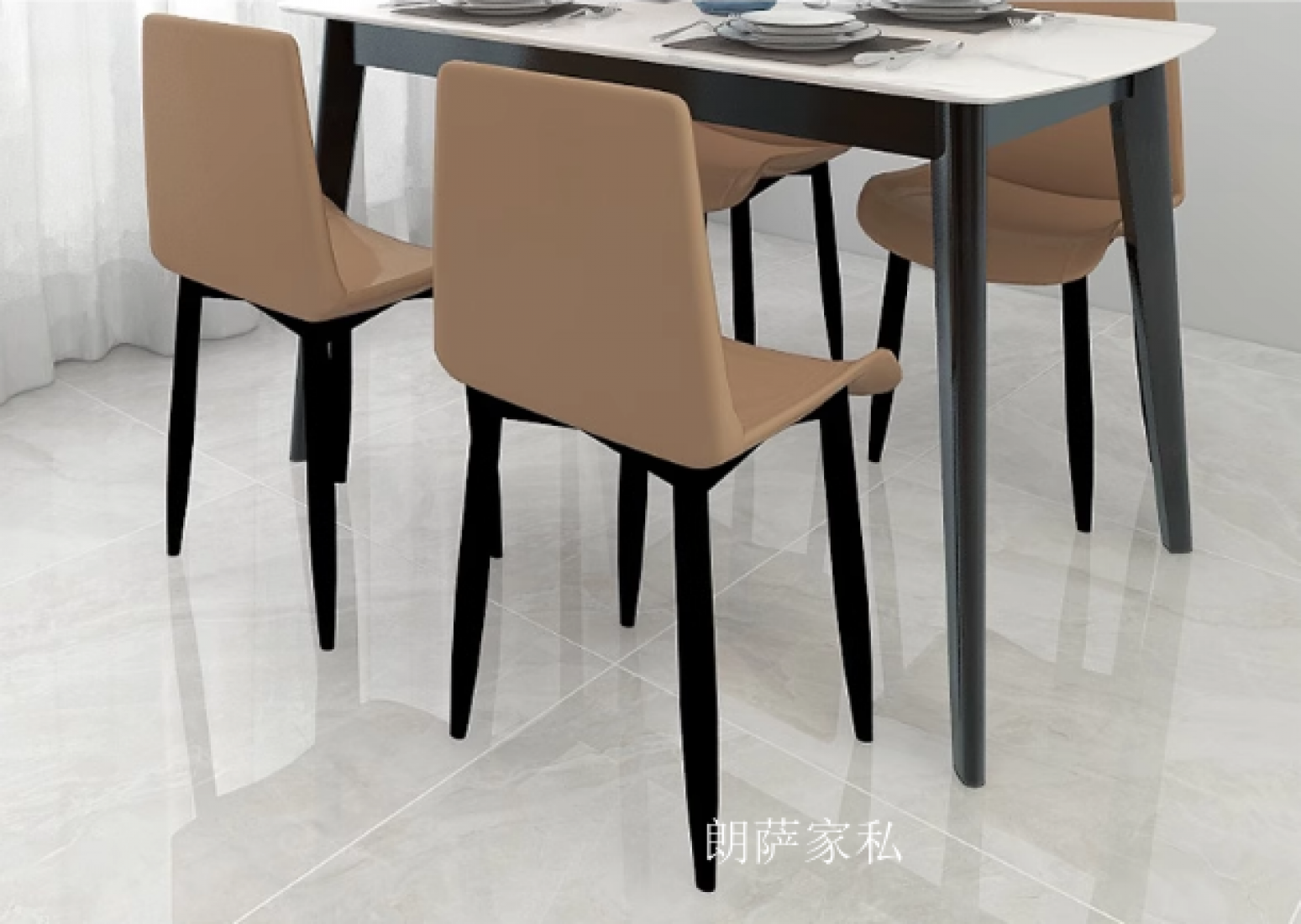 朗萨家私客卧家具产品《岩板现代简约餐桌椅》【图1】