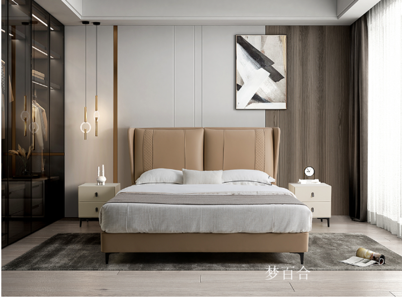 梦百合客卧家具产品《真皮软包床架》【图0】